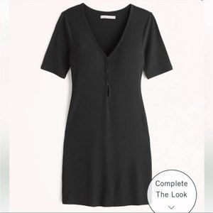 Abercombie Triple Keyhole Knit Mini Dress in Black - Size Small Tall